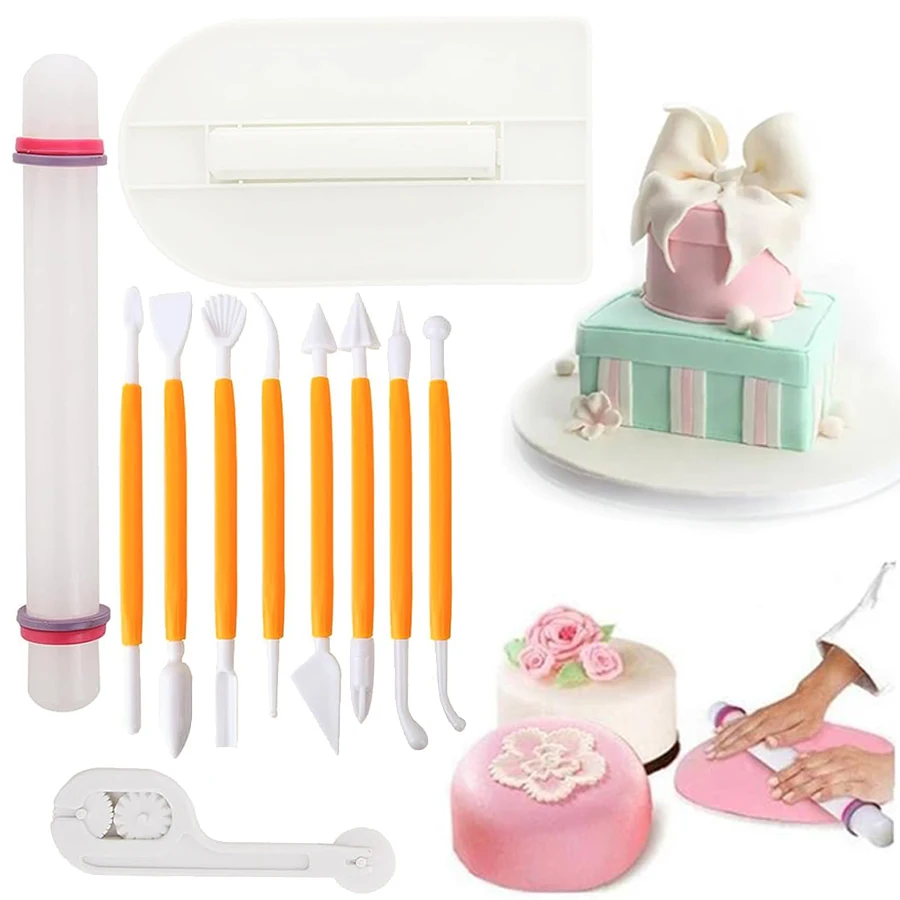 Fondant Smoother Set - 11 قطعة مجموعة أدوات فندان طقم