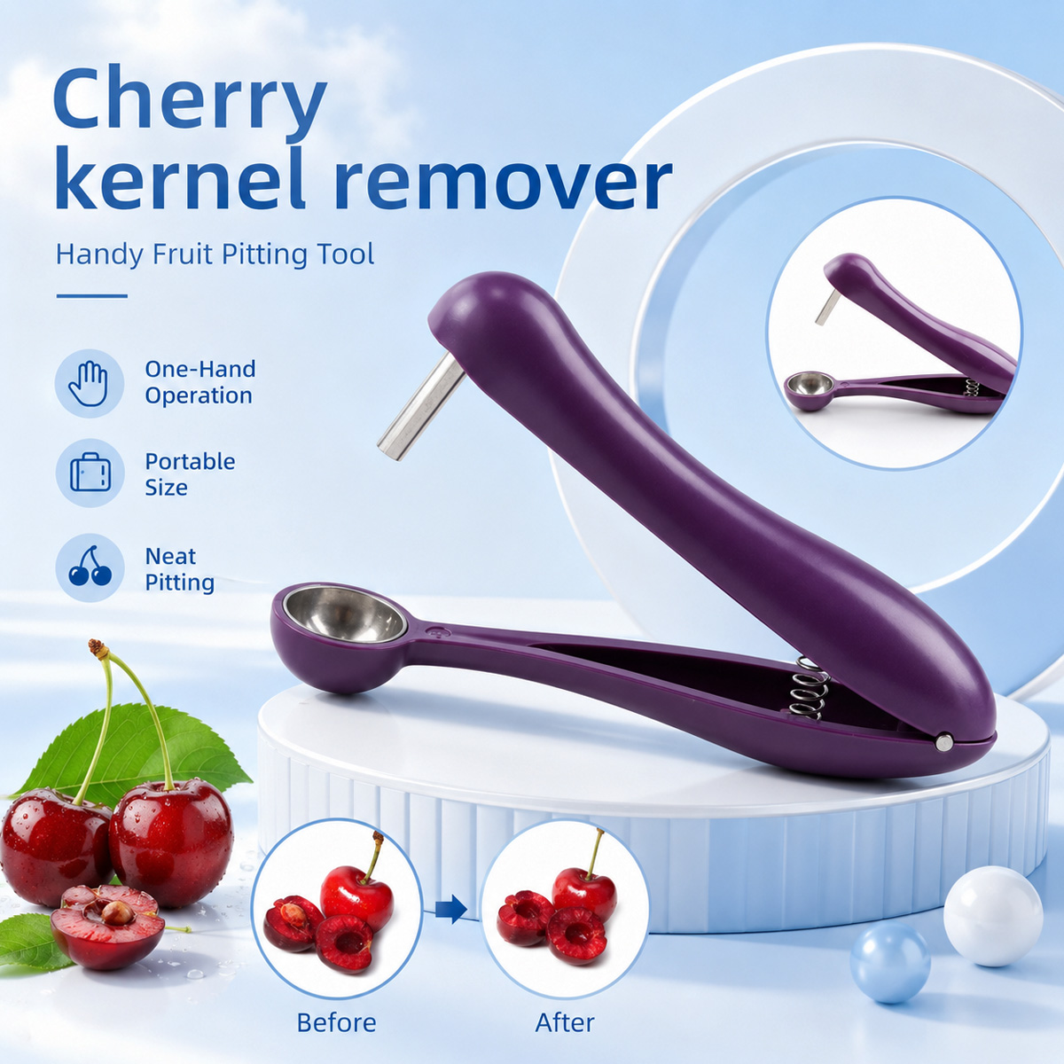 Kitchen Baking Tools - أداة يدوية لإزالة نوى الكرز والزيتون،