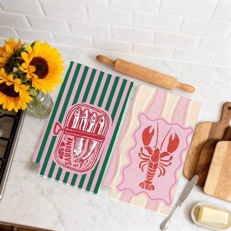 قطعتان، مناشف مطبخ مخططة باللو - مراجعة Kitchen Baking Must Haves وسعره