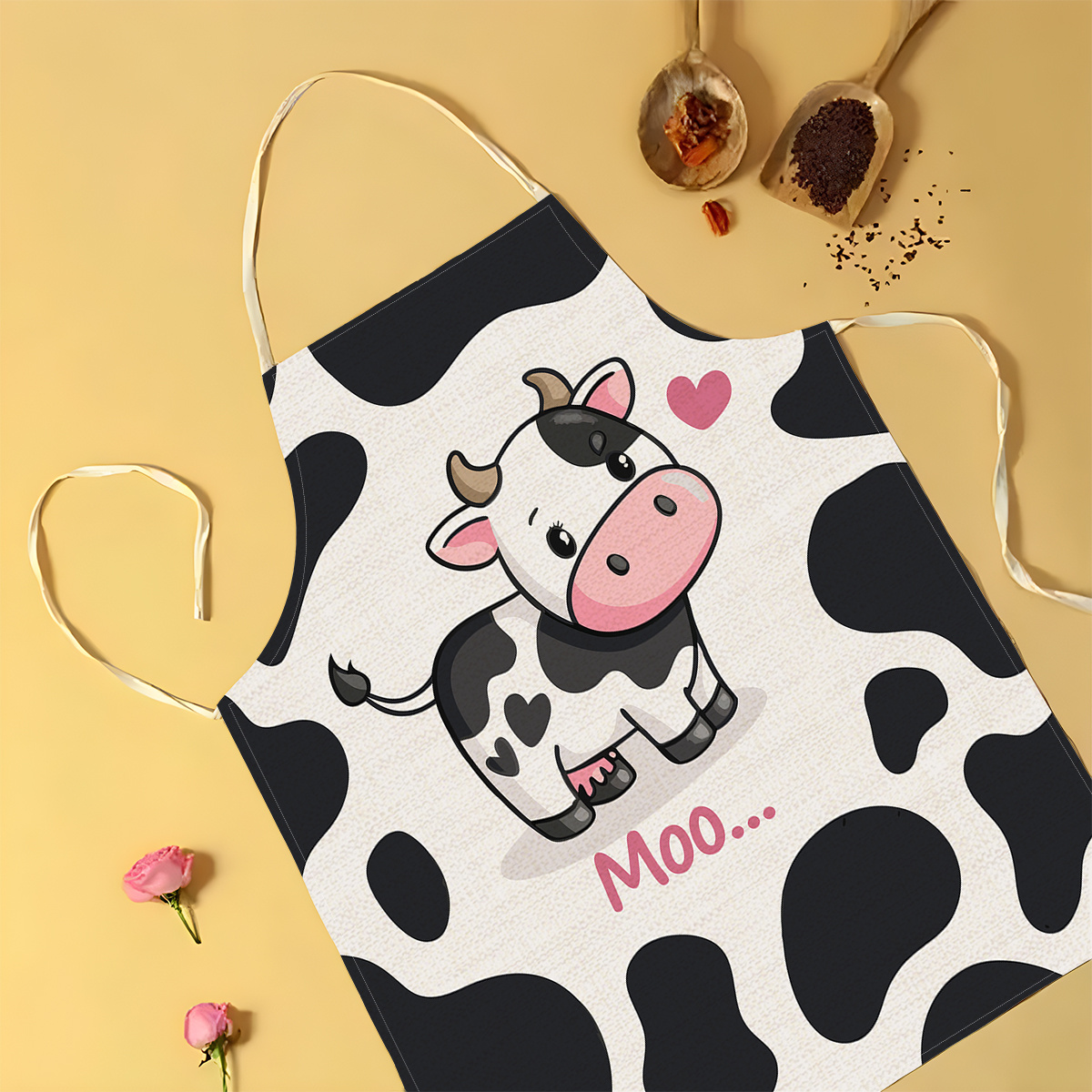 مريلة مطبخ بتصميم بقرة كرتونية - مراجعة Baking Kitchen Kids وسعره